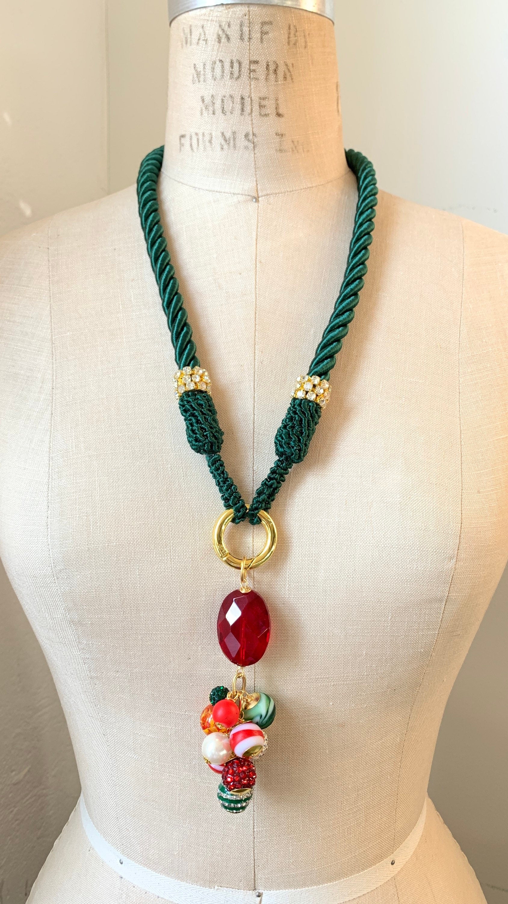 Spruce Silk Cord Long Pendant Necklace – Lenora Dame