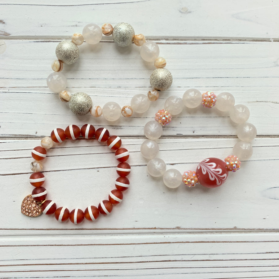 Tibetan Agate St. Valentine Stretch Bracelet Set