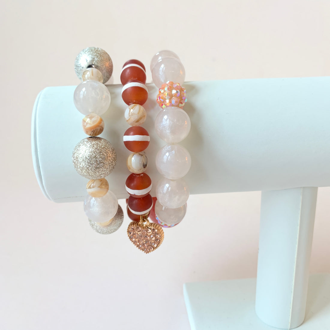 Tibetan Agate St. Valentine Stretch Bracelet Set