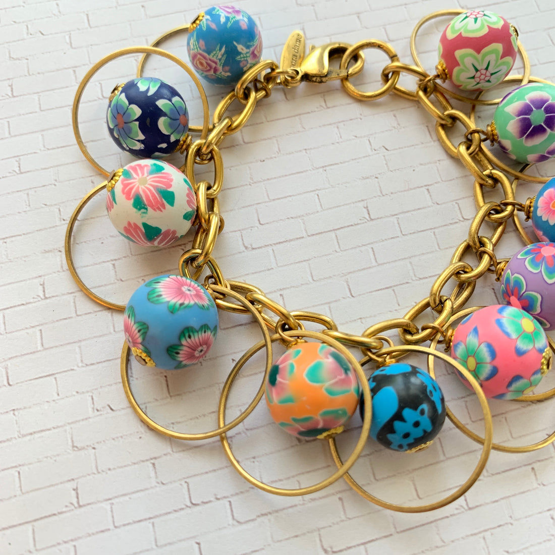 Floral Bead Charm Bracelet