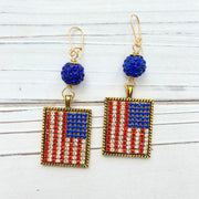 Rhinestone American Flag Earrings