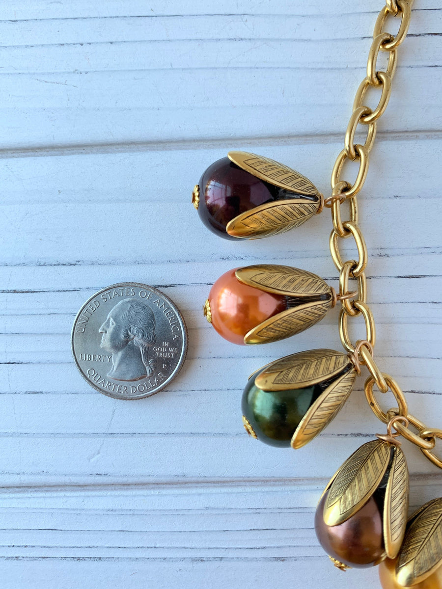 Cornucopia Fall Bead Cap Necklace