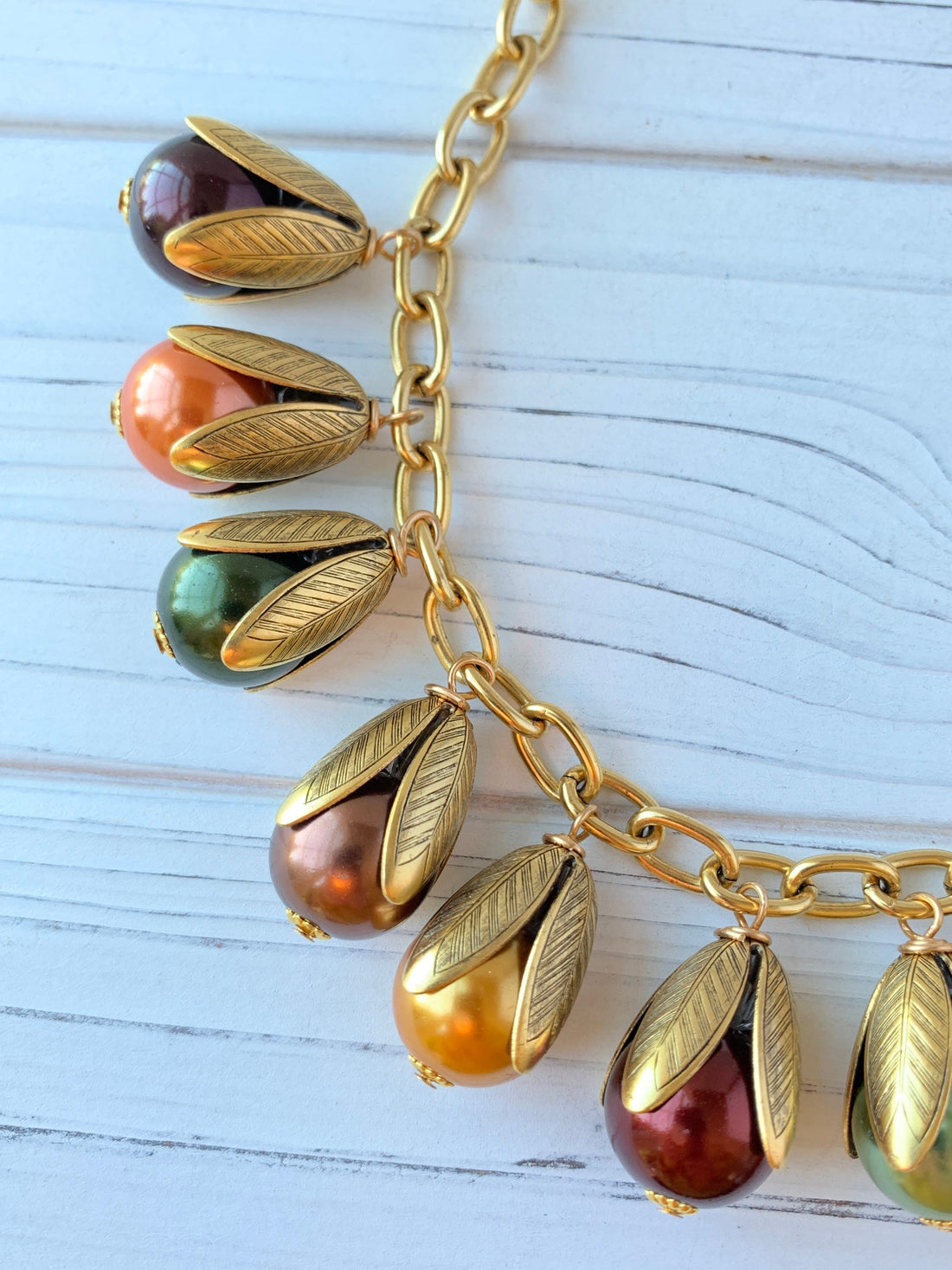 Cornucopia Fall Bead Cap Necklace