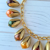 Cornucopia Fall Bead Cap Necklace