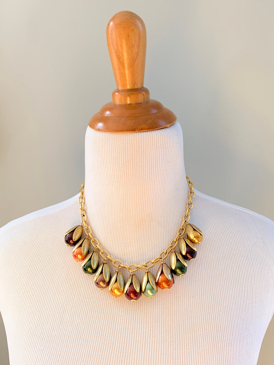 Cornucopia Fall Bead Cap Necklace