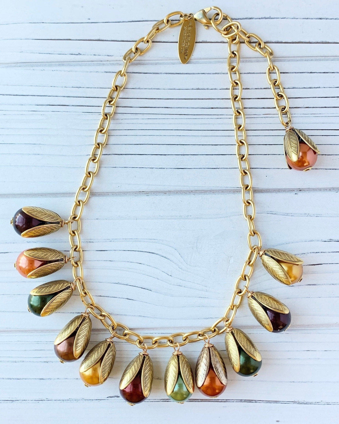 Cornucopia Fall Bead Cap Necklace