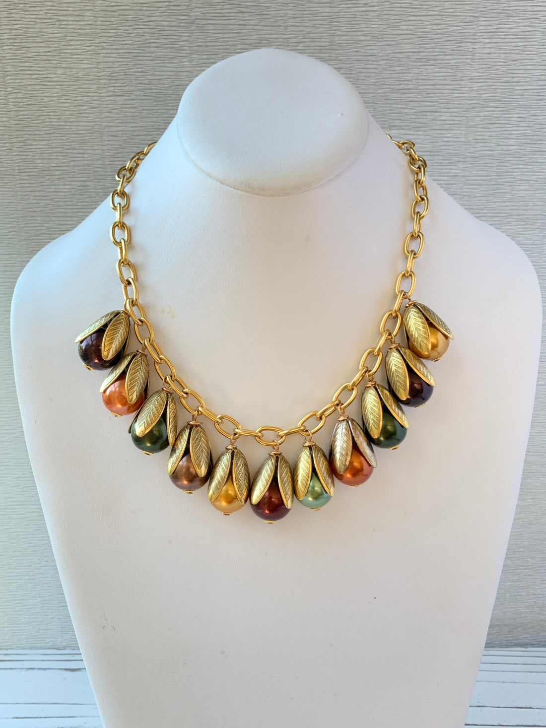 Cornucopia Fall Bead Cap Necklace