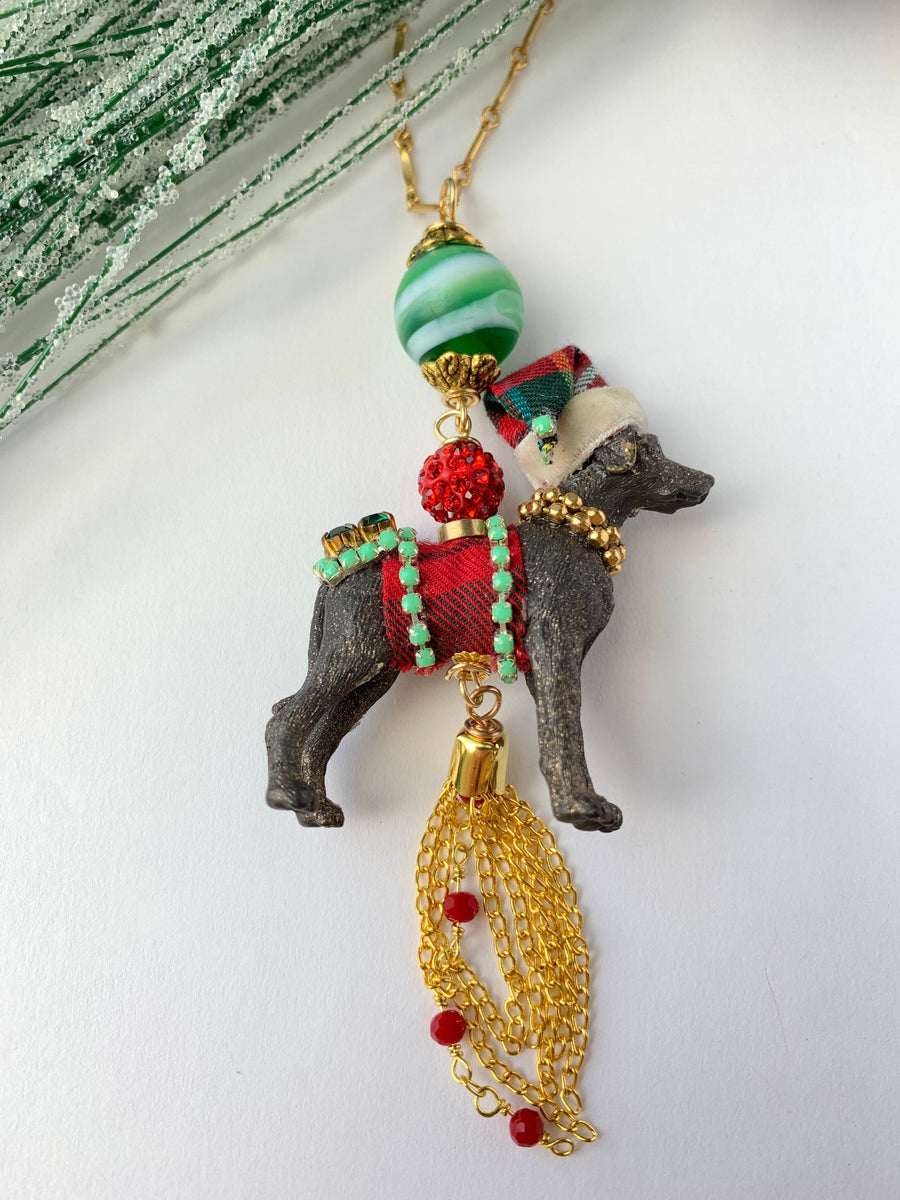 Sleigh Dog Pendant Necklace