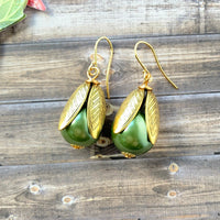 Cornucopia Fall Bead Cap Earrings - 4 Fall Color Options Available