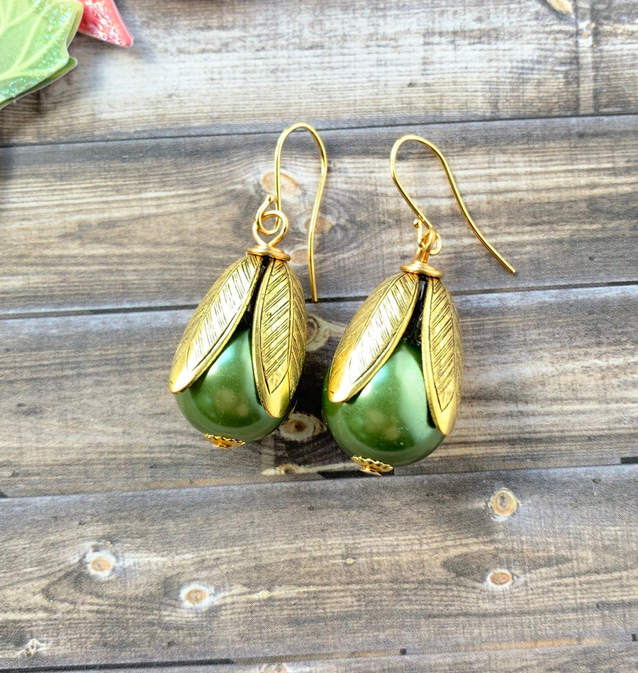 Cornucopia Fall Bead Cap Earrings - 4 Fall Color Options Available