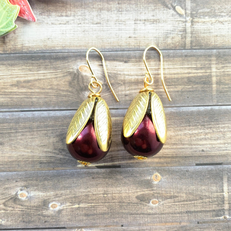 Cornucopia Fall Bead Cap Earrings - 4 Fall Color Options Available