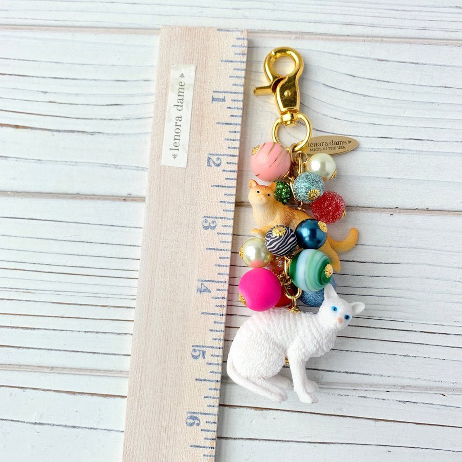 Here Kitty Kitty Cat Purse Bag Charm - Keychain Charm