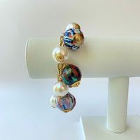 Decoupage Wooden Bead Charm Bracelet