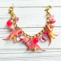 Pink Dinosaur Chain Bag Charm