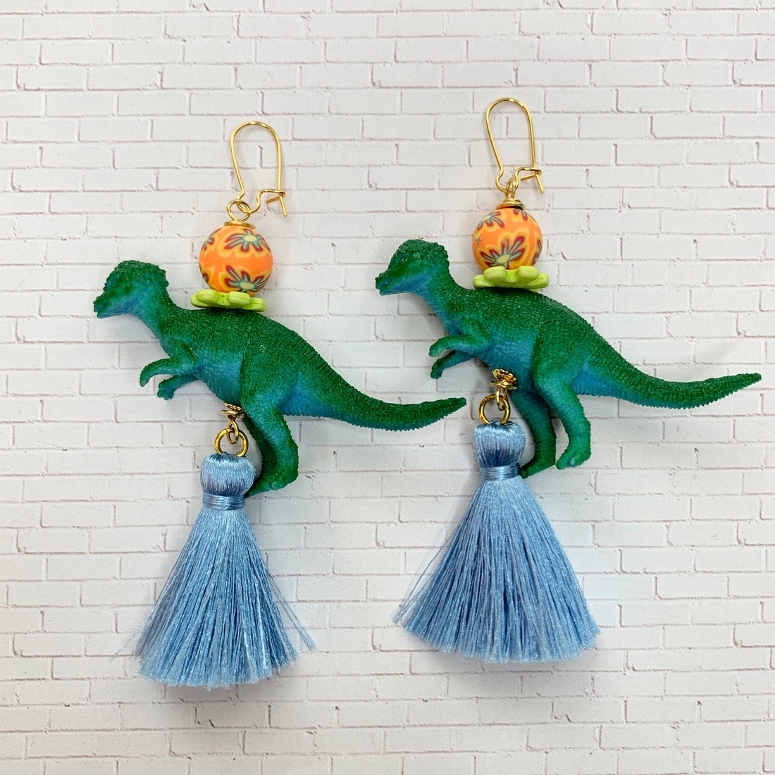 Flora Dinosaur Tassel Earrings