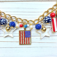 NEW DESIGN! Lenora Dame Americus Patriotic Chain Bag Charm