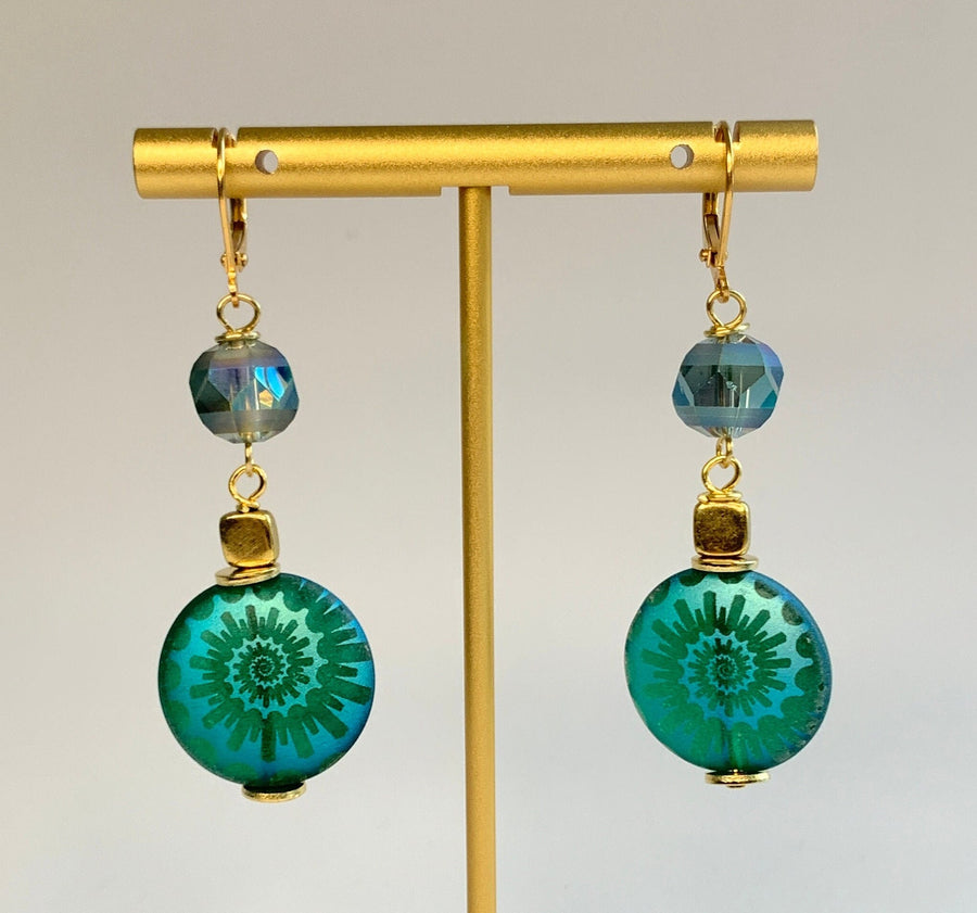 Lenora Dame Czech Glass Ammonite Earrings