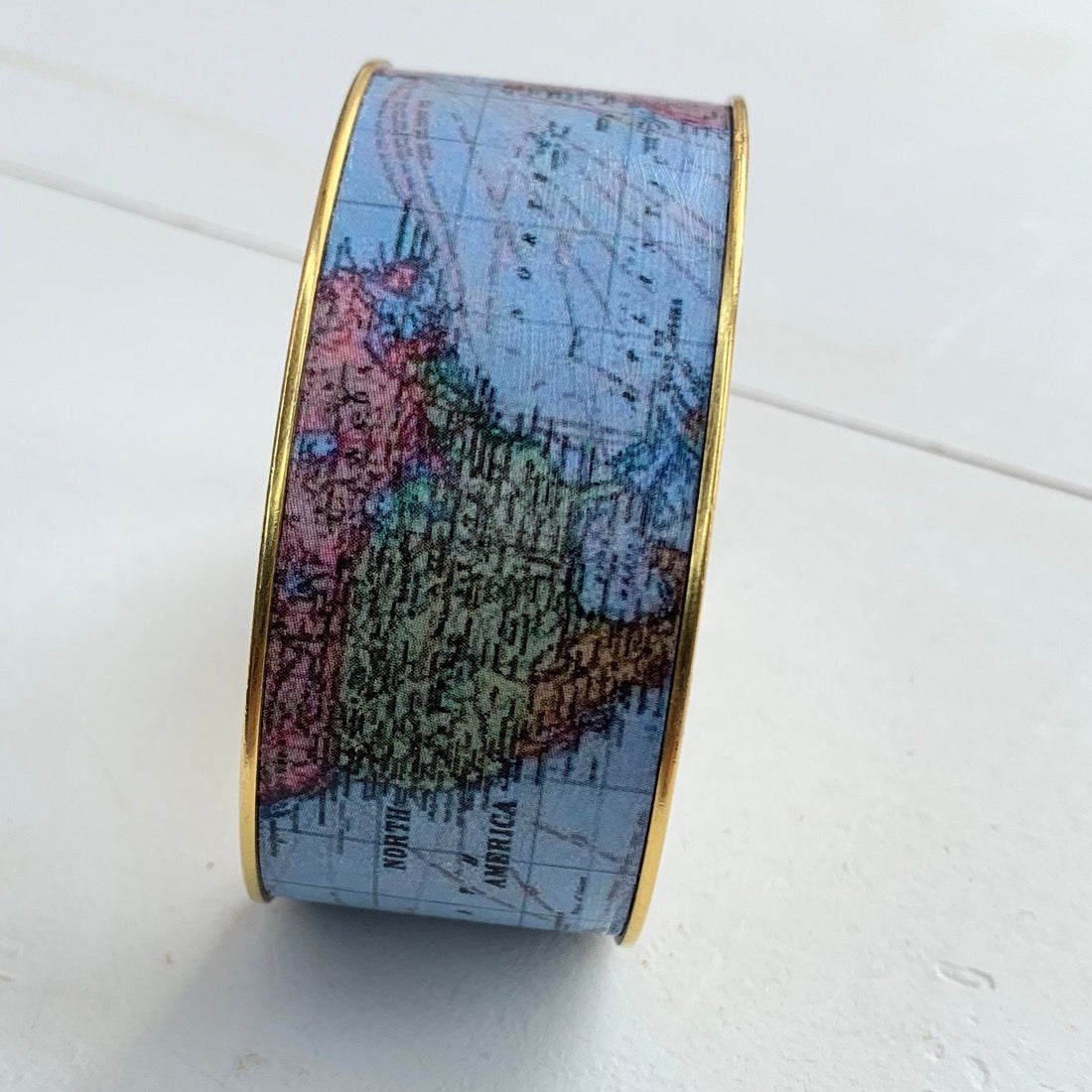 Wanderlust Vintage Map Cuff Bracelet