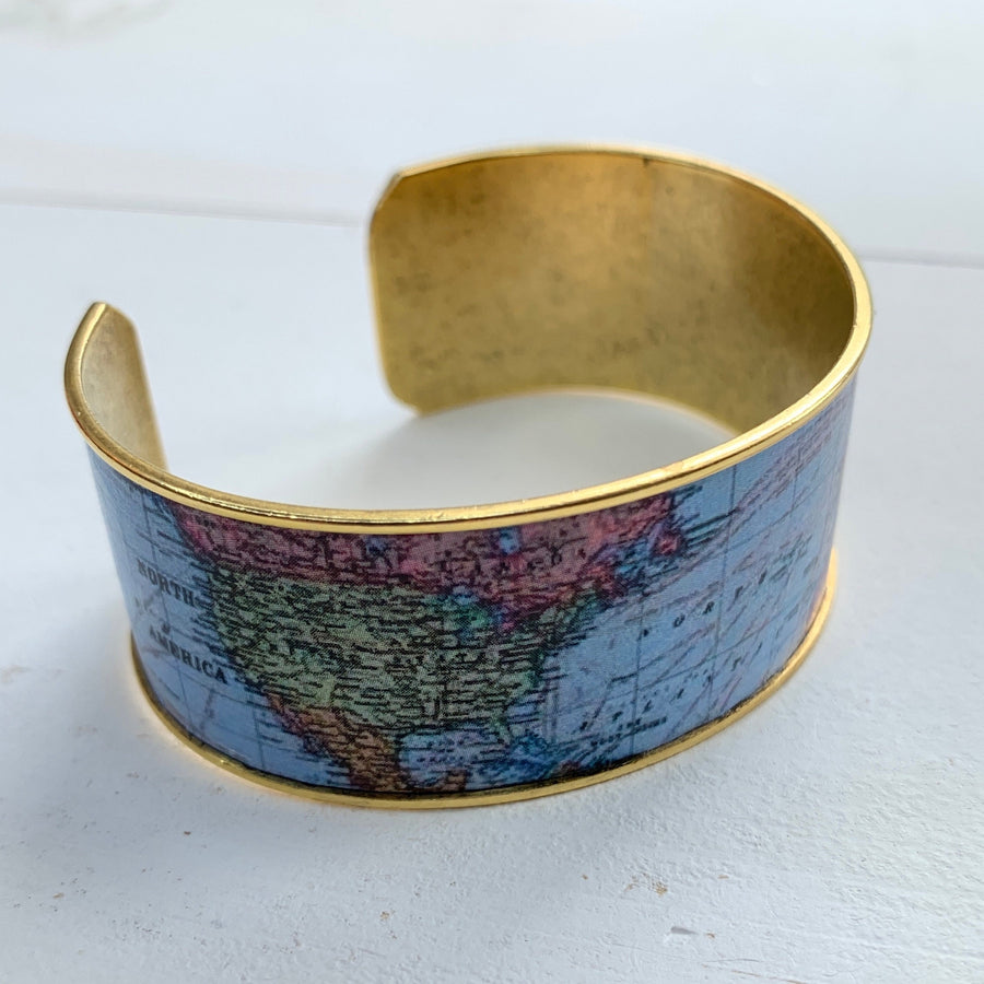 Wanderlust Vintage Map Cuff Bracelet