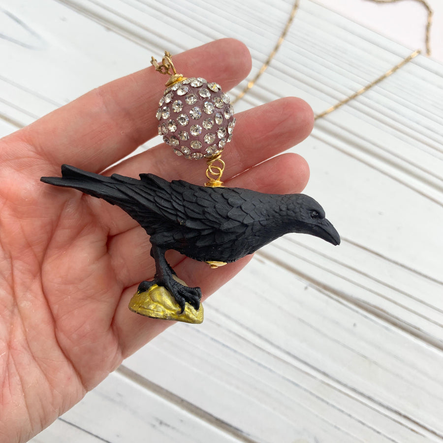 Lenora Dame Raven Necklace - Crow Charm Necklace