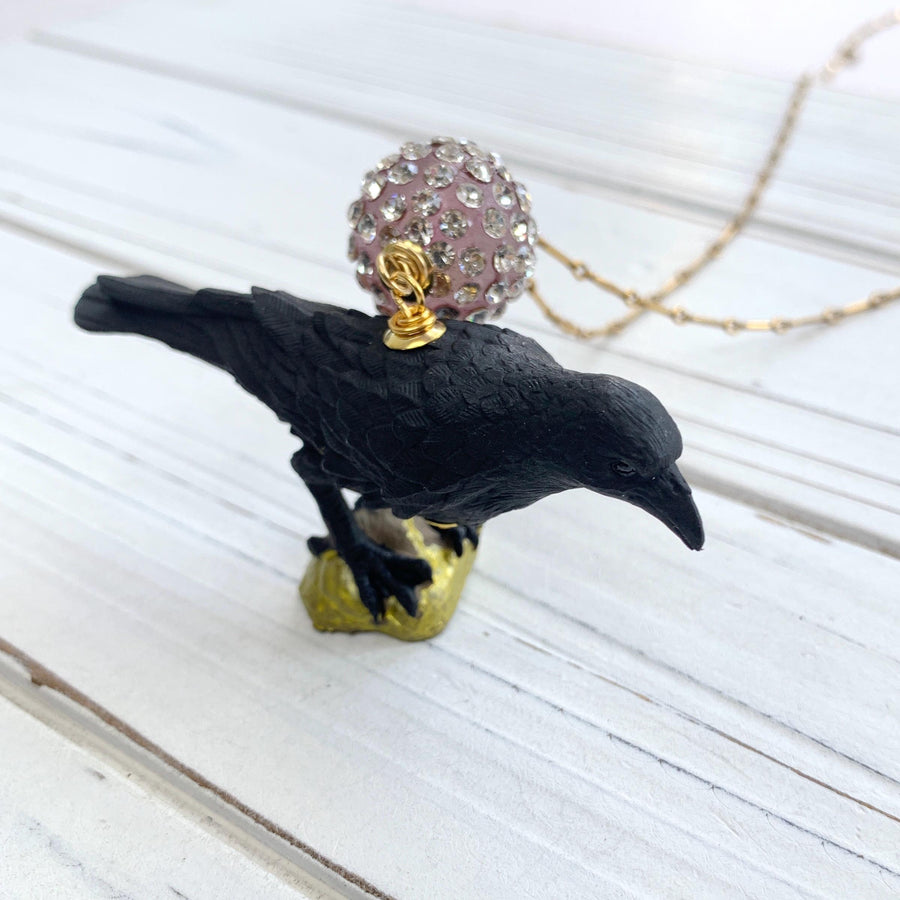 Lenora Dame Raven Necklace - Crow Charm Necklace