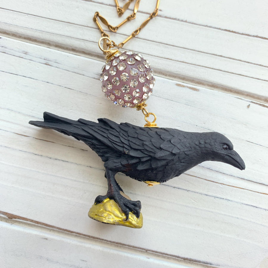 Lenora Dame Raven Necklace - Crow Charm Necklace