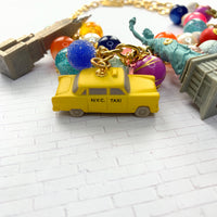 New York City yellow taxi cab charm for necklace.