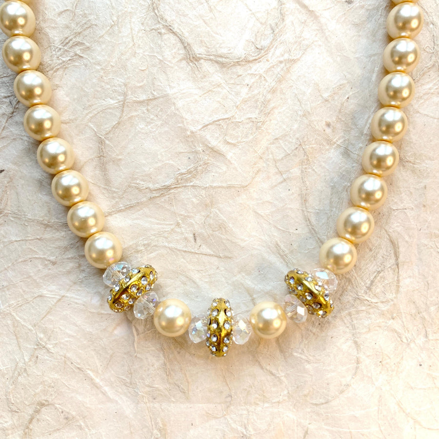 Pearl and Crystal Choker Necklace