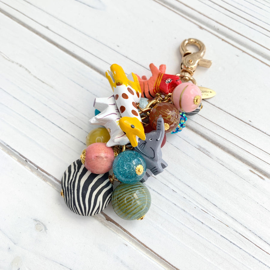 Colorful Wood Safari Animal Purse Charm