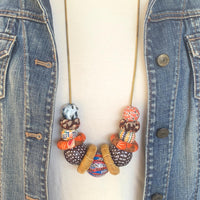 NEW Lenora Dame Autumn Decoupage Statement Necklace - One-of-a-Kind