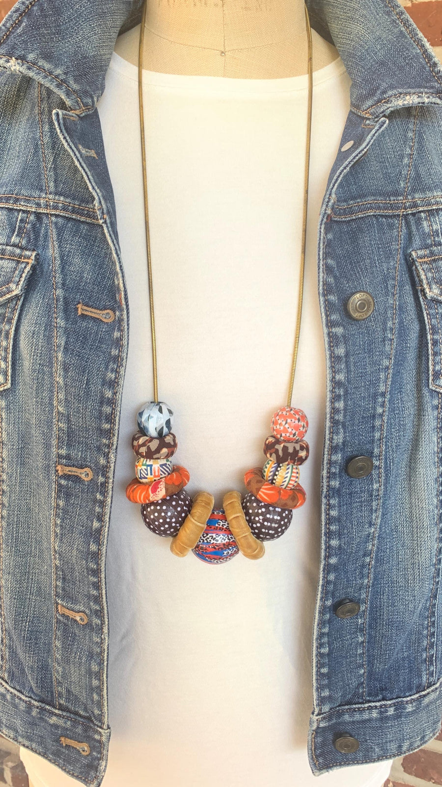 NEW Lenora Dame Autumn Decoupage Statement Necklace - One-of-a-Kind