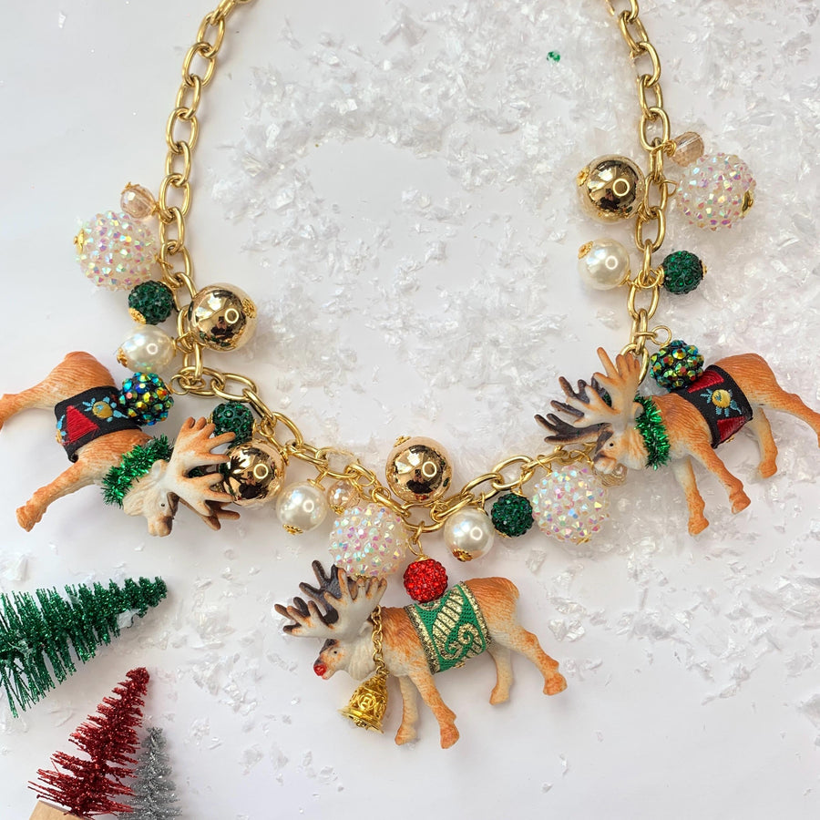 LIMITED EDITION Lenora Dame Rudolph Reindeer Christmas Necklace