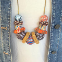 NEW Lenora Dame Autumn Decoupage Statement Necklace - One-of-a-Kind