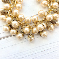 Lenora Dame Filigree Bead Cap Pearl Charm Bracelet - 3 Pearl Color Options