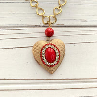 Rhinestone Heart Locket Necklace