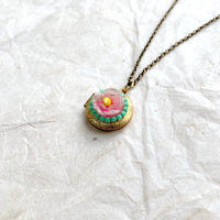 Lenora Dame Floral Round Locket Necklace