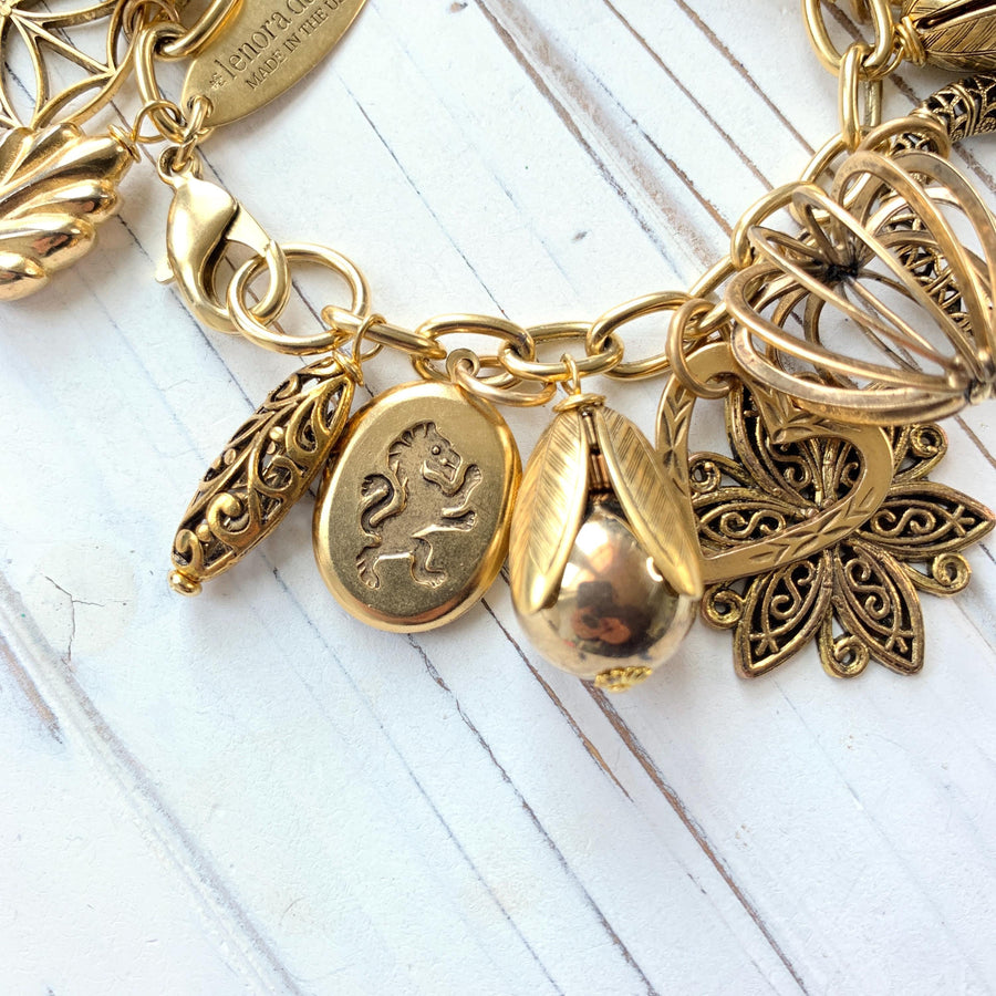 Vintage Inspired Gilded Charm Bracelet