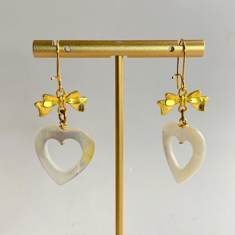 Lenora Dame Mother of Pearl Heart Earrings - Valentine's Day Earrings