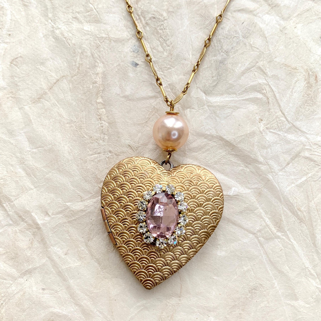 Gold heart locket necklace for women. Valentines necklace for women.