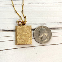 Brocade Etched Photo Locket Necklace