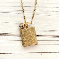 Gold book locket necklace. Locket necklaces for women.