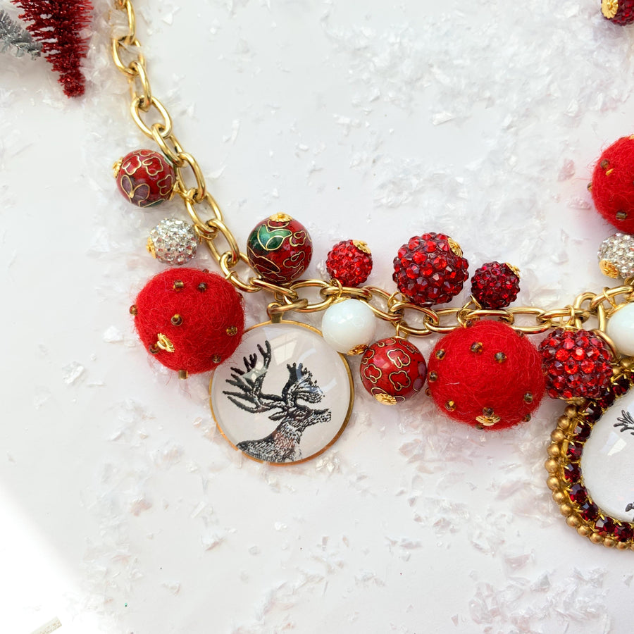 Holiday Reindeer Statement Necklace