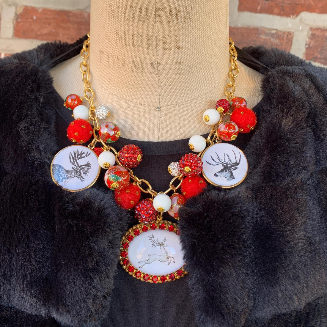 Holiday Reindeer Statement Necklace