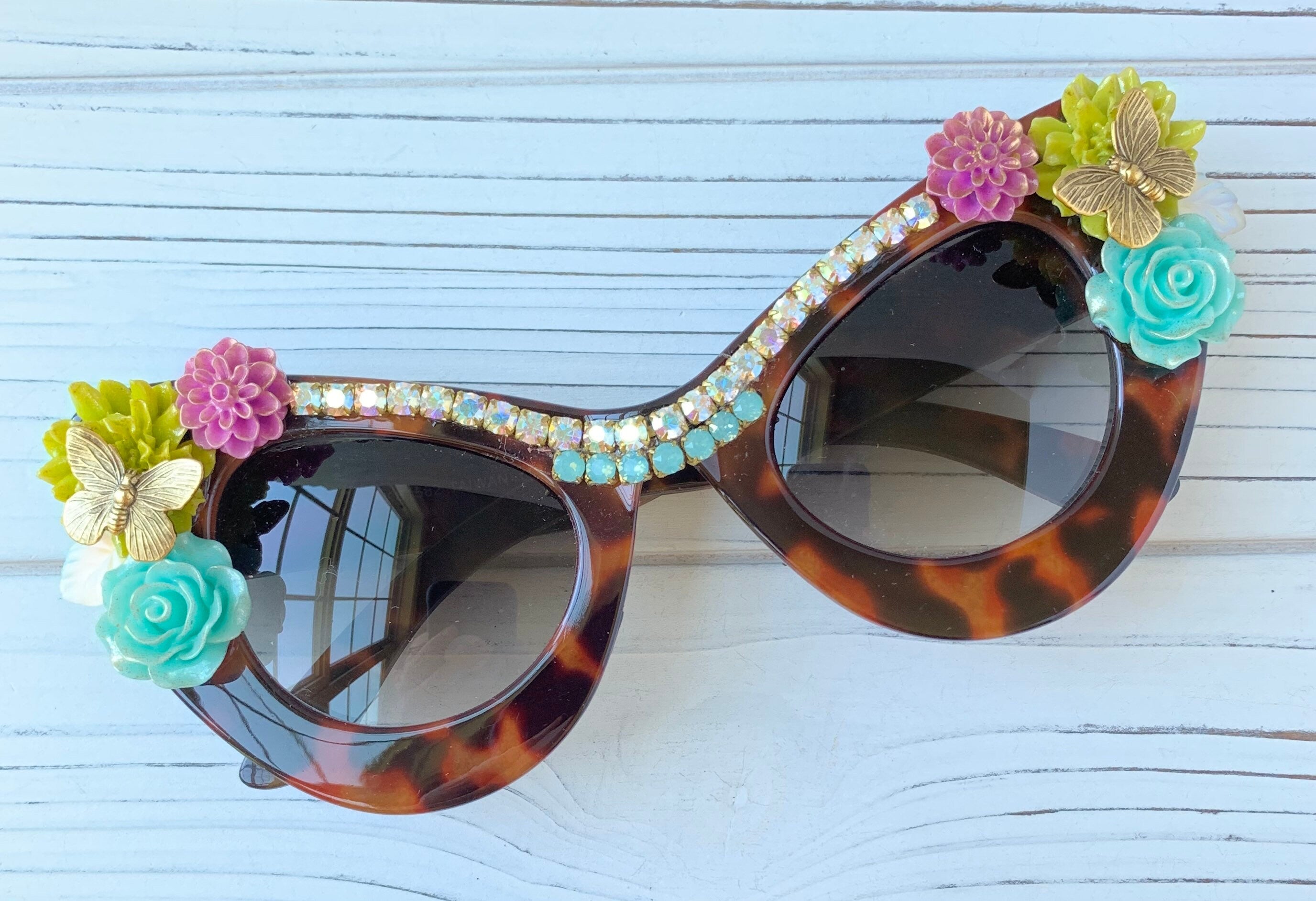 Lenora Dame selling Green Gardens Embellished Sunglasses - One-of-a-Kind