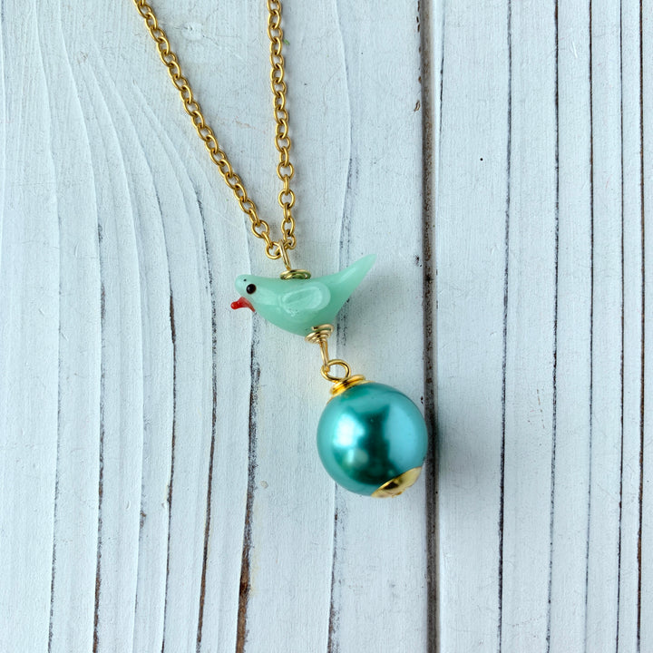 Lenora Dame Tweetie Pearl Pendant Necklace in Aqua