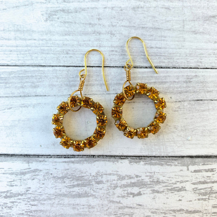 Lenora Dame Swarovski Rhinestone Hoop Earrings in Golden Hour