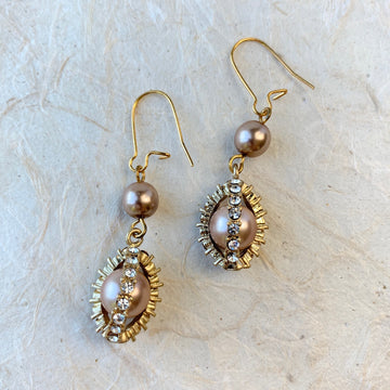 Lenora Dame Duchess Rhinestone Pearl Earrings