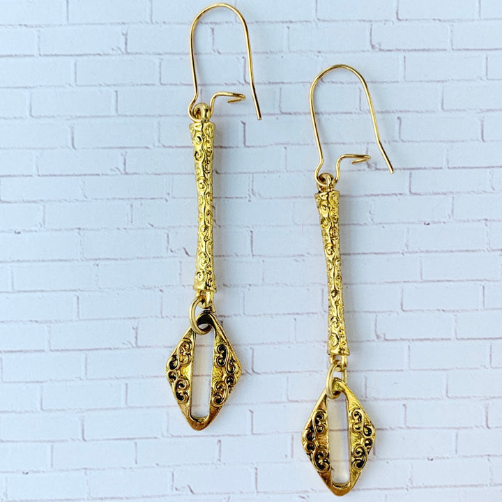 Lenora Dame Shackled Brass Earrings