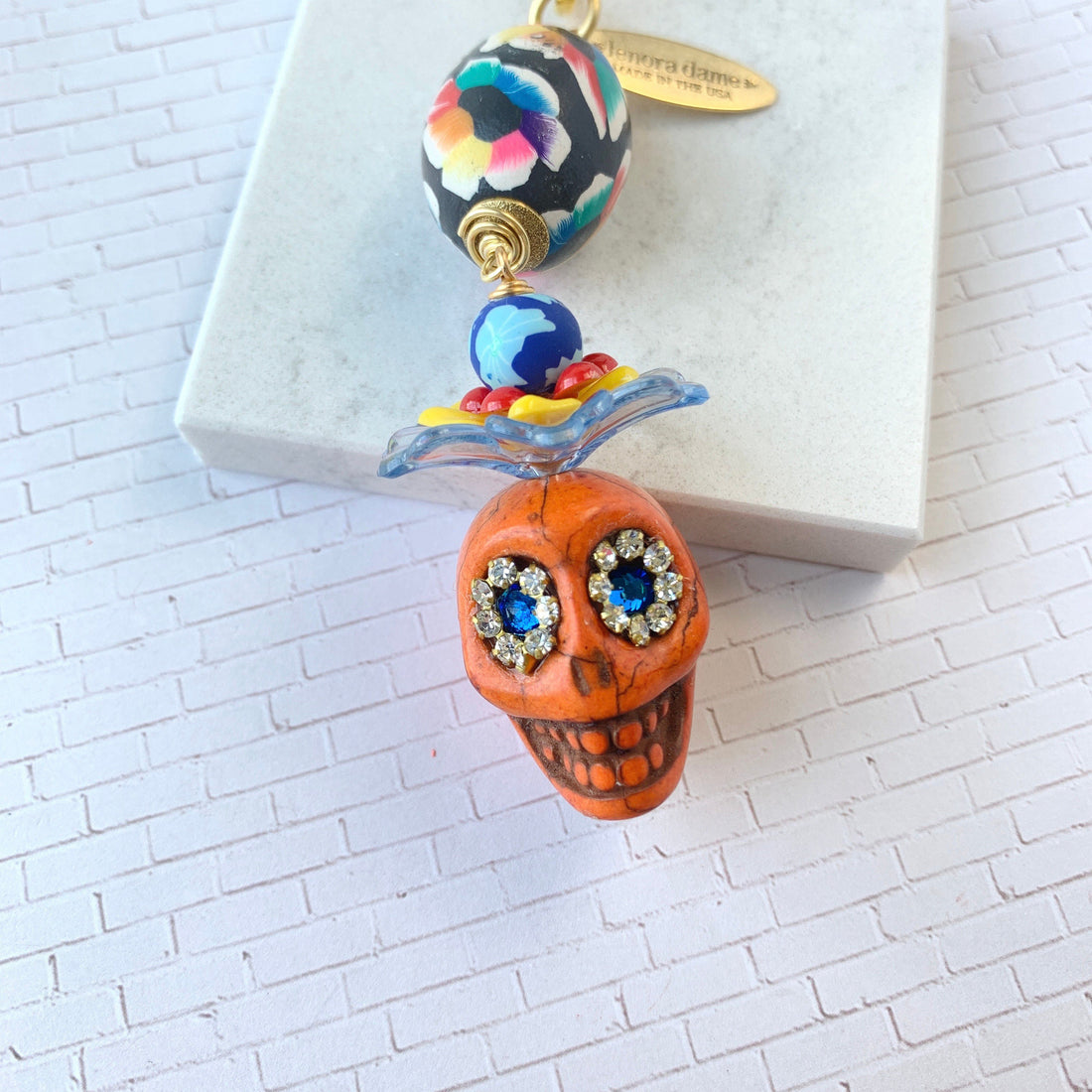 Sugar Skull Keychain Charm - Purse Charm - Choice of 3 Colors