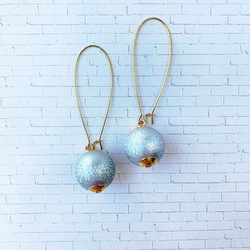 Lenora Dame Frosty Blue Foil Bead Drop Earrings